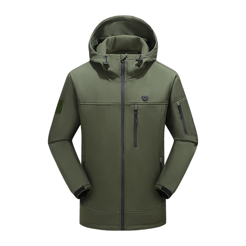 Softshell Hooded Heated Jacket for Men Women 10 Heated Areas 3 Gear Temperature USB Electric Warming Long Sleeve Windproof Coat For Extreme Cold Weather