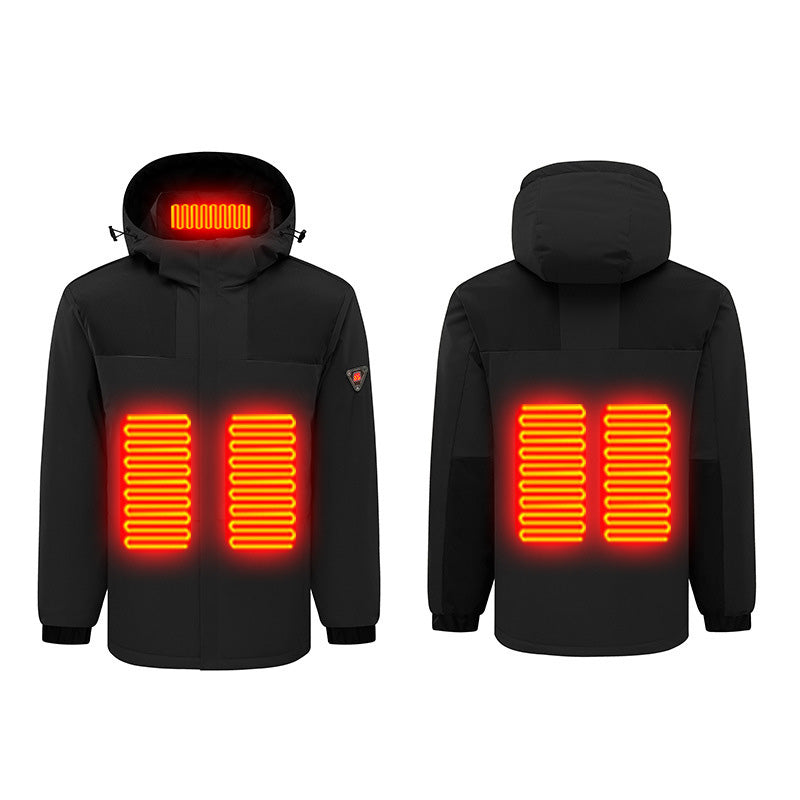 Winter Hooded Heated Coats for Men and Women, Windproof Waterproof Unisex Heating Warm Jackets, Large Heating Zones 3 Levels Heat Control USB Charging Electric Body Warmer Overcoat Hoodie