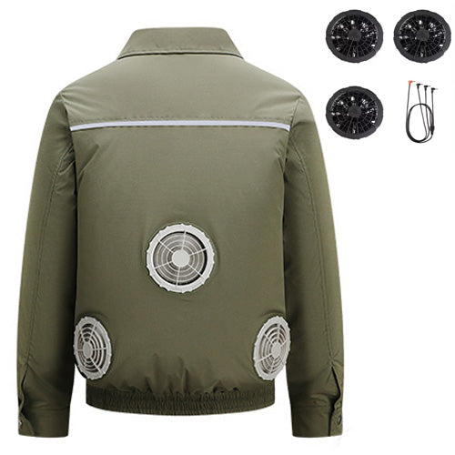 Cooling Fan Jacket for Men Women, Battery Powered 3 Fans Air Conditioned Work Uniform with Usb Reflective Stripe Cooling Fan Clothe for Outdoor Activities In Hot Weather