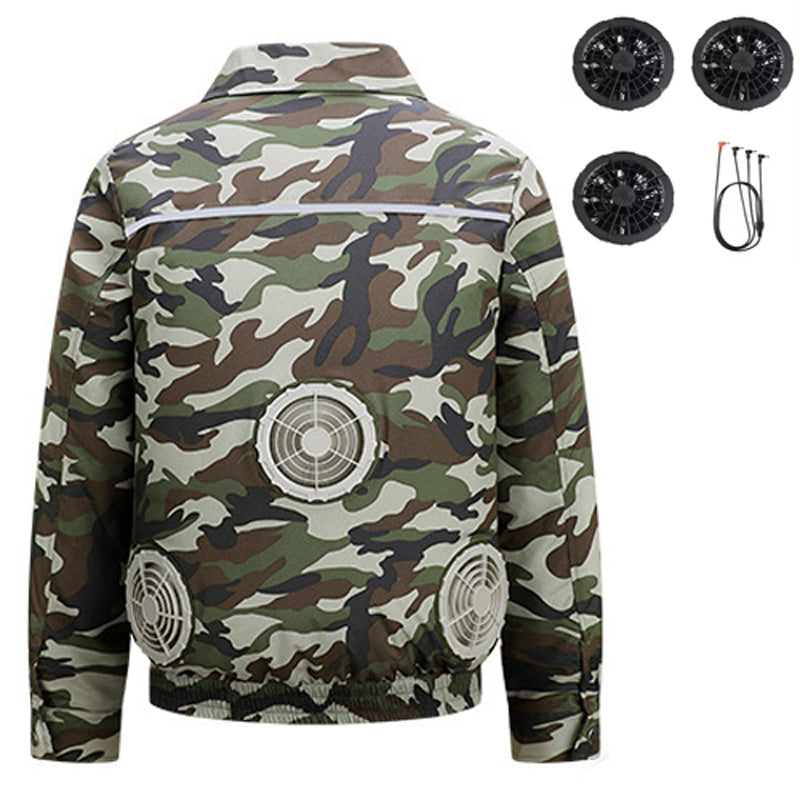 Cooling Fan Jacket for Men Women, Battery Powered 3 Fans Air Conditioned Work Uniform with Usb Reflective Stripe Cooling Fan Clothe for Outdoor Activities In Hot Weather