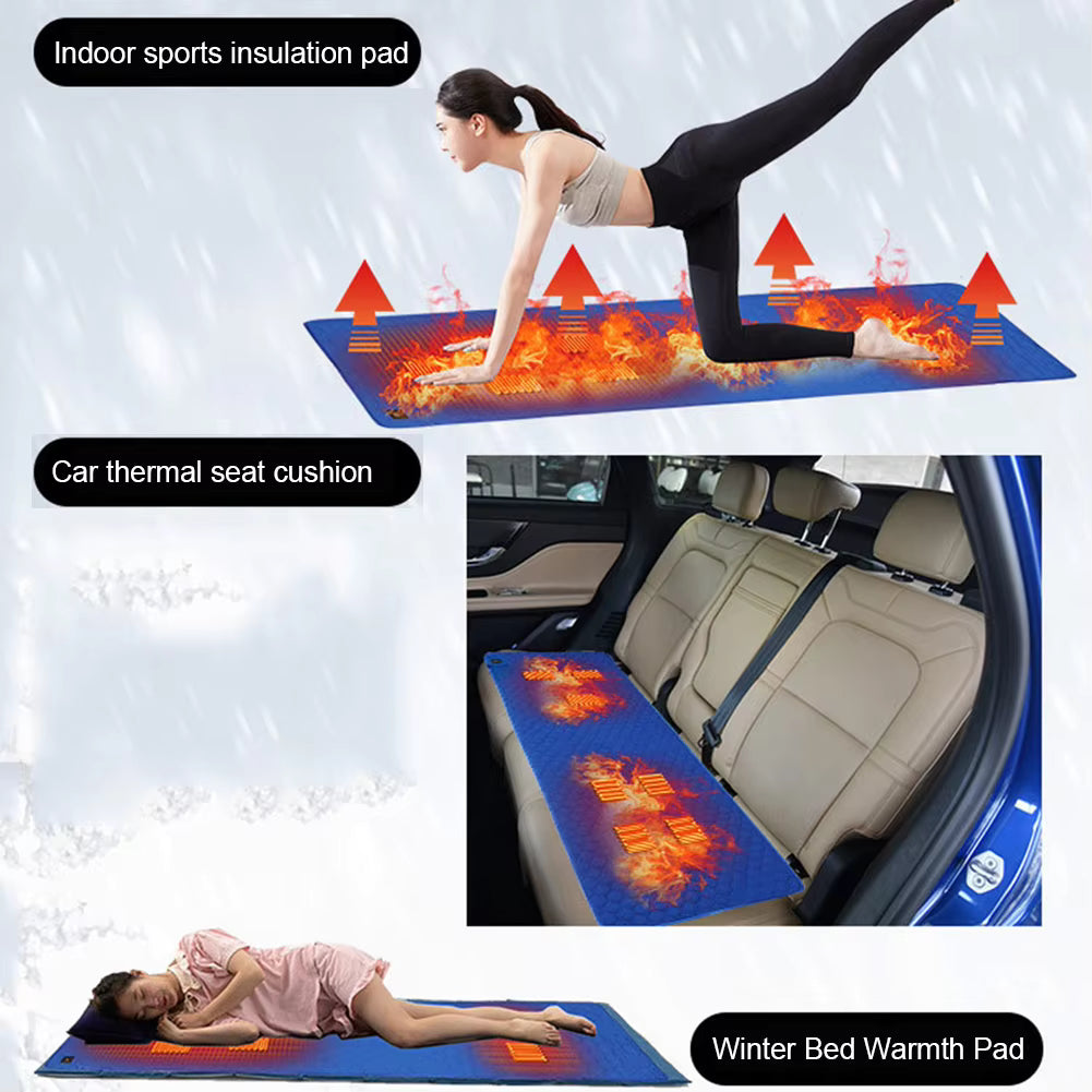 Heated Sleeping Bag Liner - 7 Heating Zones 3-Level Adjustable USB Electric Heating Sleeping Bag Pads Heated Mat for Outdoor Camping Tent Sleeping Mattress Thermalpad Foot Warmer - Firoth