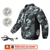 Unisex Safety High-Visibility Air-Conditioned Jacket Stand Collar Long Sleeve with 2 Fans