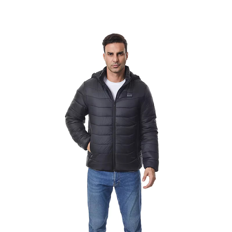 Long Sleeve Heated Hooded Jacket for Men Women, Winter Warm USB Charging Electric Body Warmer Heated Coats with Independent Control of 4 Zones 27 Heating Pads 3 Temperature Levels