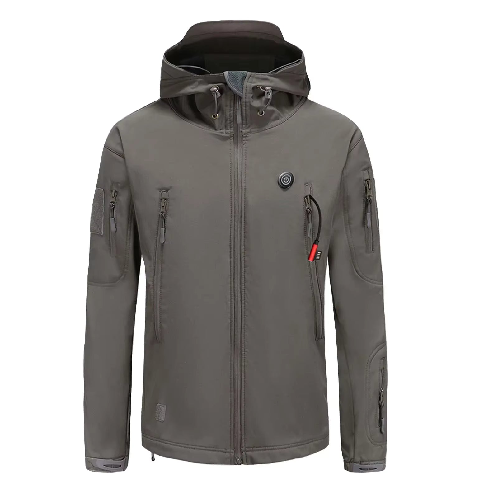 Heated Hooded Jacket for Men Women, Zip Up Lightweight Fleece Lined Heated Blouse, 7 Heating Areas USB Rechargeable Heated Soft Shell Coat for Winter and Outdoor Skiing Fishing Hiking