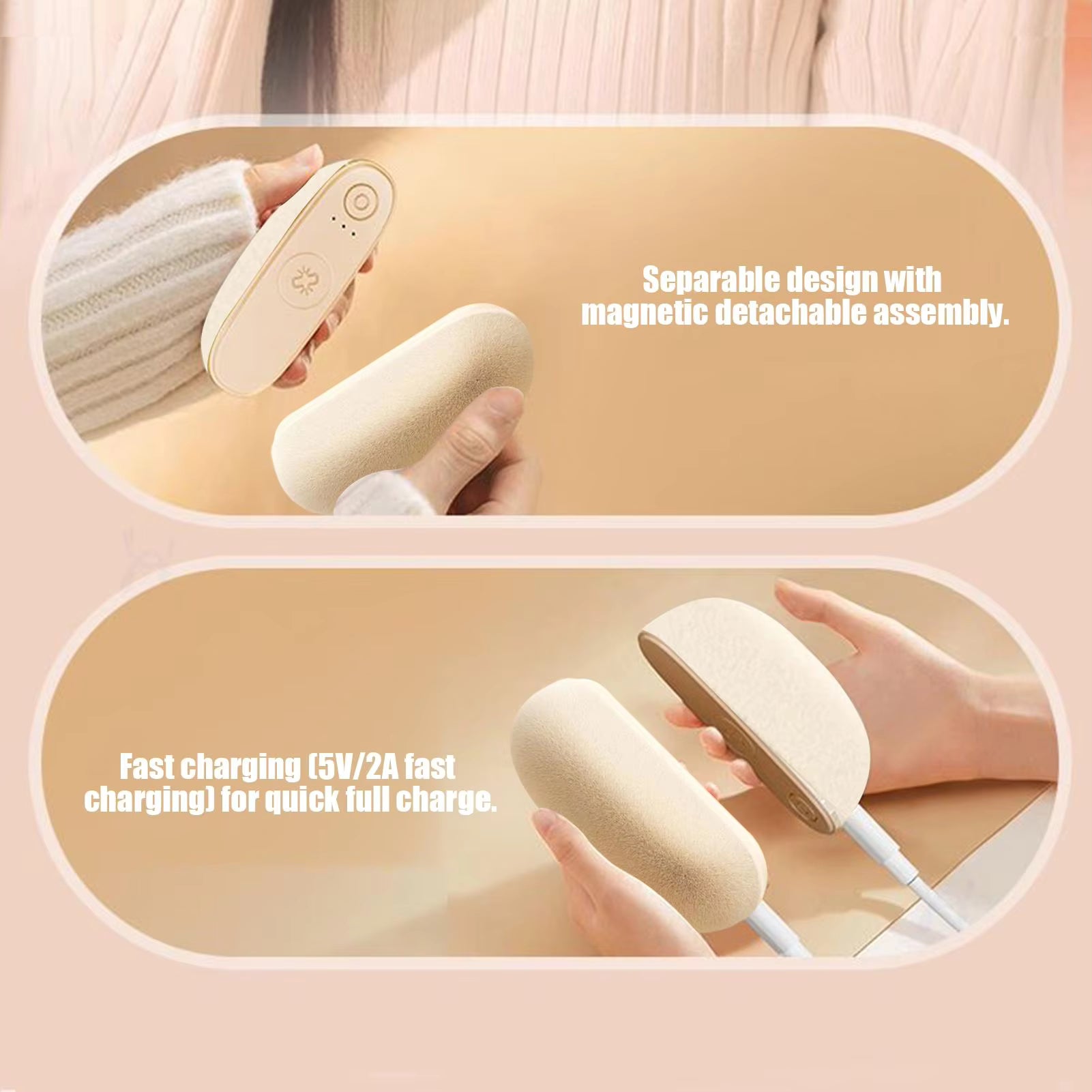 Portable Hand Warmer 2 Pieces, Smart Constant Temperature Double-sided Heating Comfortable French Velvet Pocket Warmer