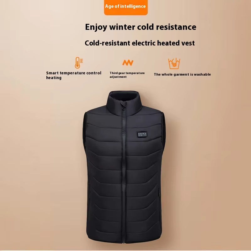 Smart Heated Gilets for Men Women, USB Port 4 Control 28 Heating Zones 3 Temperature Settings Stand Up Collar Electric Heated Warm Vests