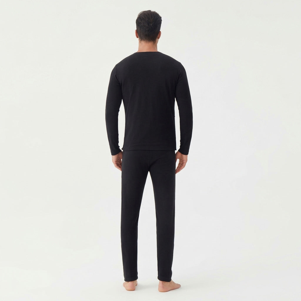 Men's Velvet Heated Underwear, USB Rechargeable 42 Heating Zones Winter Thermal Long Johns Long Sleeve Base Layer Top and Bottom Sets for Cold Weather