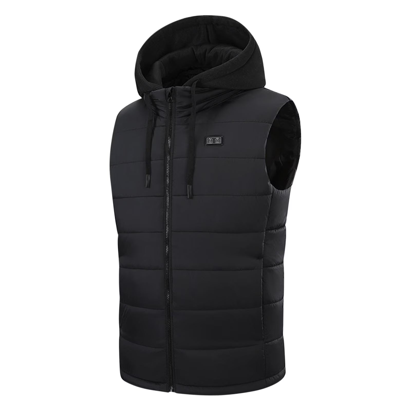 Electric Heated Hooded Gilet for Men, Dual DC/USB Port 3 Adjustable Temperature 14 Heating Zones Winter Warm Heating Vest with Detachable Hood