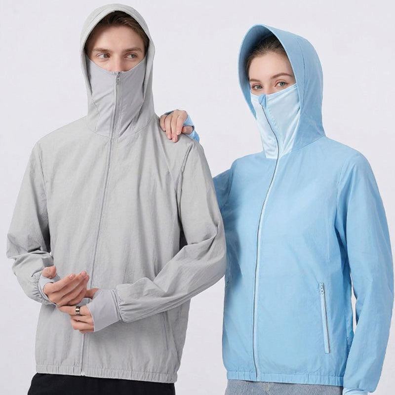 Sun Protective Cooling Fan Jacket for Men Women, UPF 50+ Air Conditioned Lightweight Hoodie, UV Protection USB Cool Jacket for Summer Hot Weather Work, Outdoor Activities