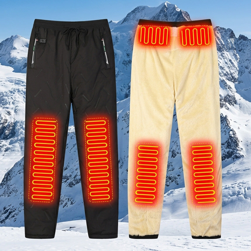 Lambswool Warm Heated Trousers for Men Women 10 Heating Zones 3 Temperature Modes Waterproof Windproof Fleece Lined Jogger Electric Thermal Sweatpants for Winter Cold Protection