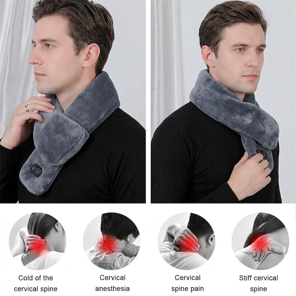 Unisex 80CM Heated Massaging Neck Warmer Scarf for Pain Soft USB Electric Heating Neck and Shoulder Heating Pad Neckerchief