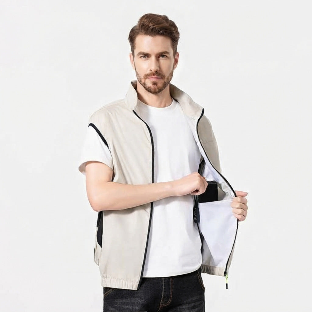 Air Conditioning Fans Vest for Men Women with 2*5V Fans Air Conditioned Clothes Sleeveless Workwear Heat Reducing & Breathable for Hot Weather