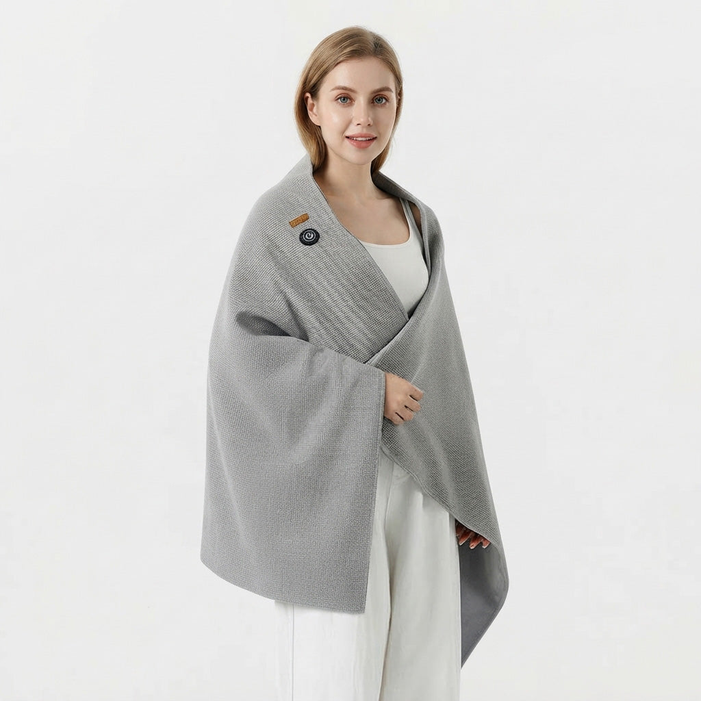 USB Heated Blanket Electric Throw, Super Cozy Soft Wearable Shawl With Zipper Wearable Portable Throw Wrap Washable, Auto Shut Off